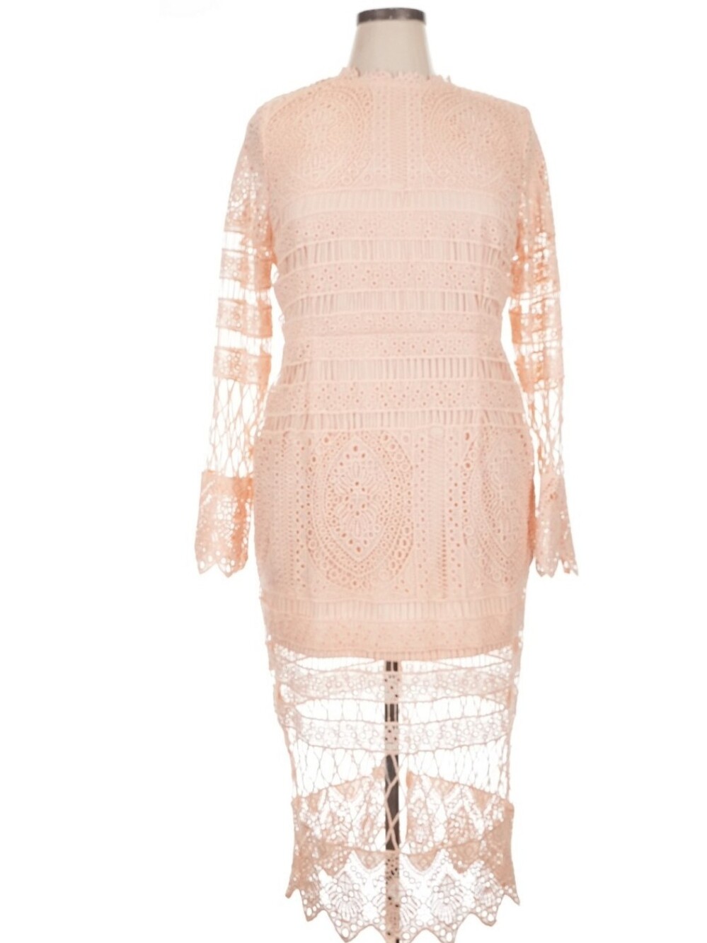 Boohoo Blush Crochet Panel Midi Dress